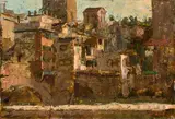 Giulio Salti, Ponte Vecchio, oil on compensato