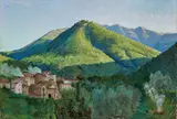 Paesaggio by Valentino Ghiglia, oil on cardboard, offered Oct 2025