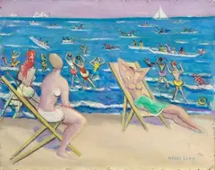 Agosto al mare by Moses Levy, 1960, oil on canvas applicata on panel, offered Oct 2025