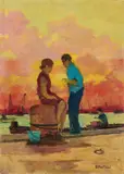 Sera al porto by Renato Natali, oil on canvas, offered Oct 2025
