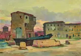 Vecchio cantiere by Renato Natali, oil on canvas, offered Oct 2025