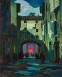 Via dell'Olio by Renato Natali, 1920, oil on canvas, offered Oct 2025