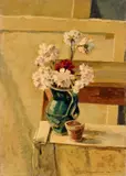 Carlo Domenici, Garofani rosa, oil on canvas