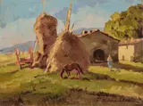 Carlo Domenici, Campagna toscana, oil on tavoletta