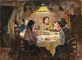 Cafiero Filippelli, Scena familiare, oil on panel