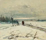 Gino Romiti, Nevicata, oil on compensato
