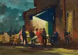 Renato Natali, Baruffa, oil on compensato