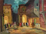 Renato Natali, Vecchia Livorno, oil on panel