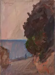 Curva sulla strada di Quercianella by Raffaello Gambogi, 1930, oil on canvas, offered Oct 2025