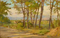 Paesaggio by Francesco Gioli, oil on cardboard, offered Oct 2025