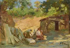 Alberto Pisa, Cave di Maiano, oil on panel