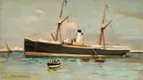 Il postale dell'Elba by Ugo Manaresi, oil on tavoletta, offered Oct 2025