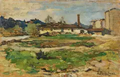Luigi Michelacci, La vecchia fornace, oil on cardboard