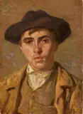 Francesco Gioli, Giovane contadino, oil on cardboard