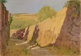 Giorgio Kienerk, Una via a Casciana, oil on compensato