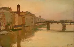 Ponte Santa Trinita by Carlo Passigli, oil on tavoletta, offered Oct 2025