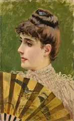 Eugenio Cecconi, Il ventaglio giapponese, oil on canvas
