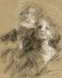 Antonio Mancini, La coppia, pastel on paper