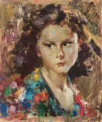 Vincenzo Irolli, Ritratto di bimba (Sisina), oil on compensato