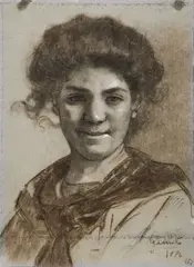 Vincenzo Gemito, Volto di giovane popolana, 1884, charcoal and biacca on paper