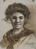 Vincenzo Gemito, Volto di giovane popolana, 1884, charcoal and biacca on paper