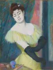 Federico Zandomeneghi, I guanti neri, pastel on paper