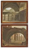 Felice Giani, «Rovine e templi» e «Interno di un tempio»
