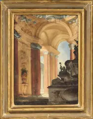 Vittorio Bigari, Interno di architettura, oil on canvas