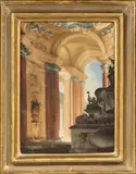 Vittorio Bigari, Interno di architettura, oil on canvas