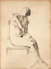 Felice Casorati, Modella, 1925, oil secco on paper