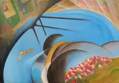 Renato Righetti, In volo sul Garda, 1937, oil on panel