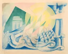 Arturo Ciacelli, Trionfo (Jeunesse fasciste), 1934, mixed media on paper applicata on cardboard