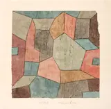 Paul Klee, Häuser-Enge (Clustered Houses), 1939, watercolour and charcoal on paper applicata on card