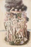Giorgio de Chirico, Lotta di guerrieri antichi, tempera on paper