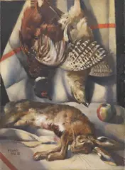 Natura morta con selvaggina by Primo Conti, 1930, oil on canvas, offered May 2025
