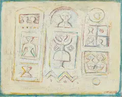 Massimo Campigli, Graffiti, 1967, oil on canvas