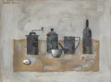 Xavier Bueno, Natura morta, 1966, oil on canvas a collage