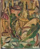 Baccio Maria Bacci, La minestra di magro, 1921, oil on compensato