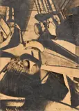 Giuseppe Romagnoni, London Story, 1962, mixed media and collage on paper applicata on canvas