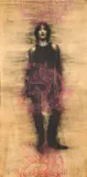 Omar Galliani, Se non apri gli occhi, mixed media on panel