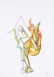 Markus Lüpertz, Senza titolo, 1990, pastel and tempera on card