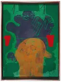 Mimmo Paladino, Senza titolo, 1997, mixed media on panel in cornice di rame