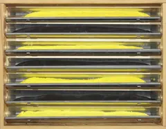 Mario Ceroli, Senza titolo, 2010, Canali in metallo con terre colorate