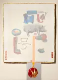 Robert Rauschenberg, Howl, from 7 Characters, 1982, collage and assemblaggio con medaglione and specchio on paper Xuan