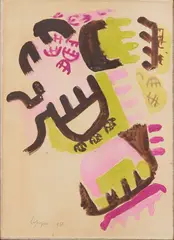 Giuseppe Capogrossi, Superficie AC/537/D, 1950, watercolour and pencil on paper applicata on canvas