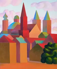 Salvo, Lungo il Reno, 1989, oil on cardboard
