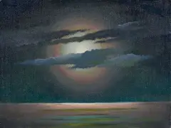 Thayaht, Luna dietro le nuvole (Notturno), 1948, oil on panel