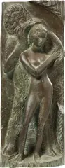 Ninfa con fauno by Bruno Innocenti, 1971, scultura in bronze, offered Apr 2025