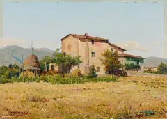Paesaggio pistoiese by Memo Vagaggini, oil on panel, offered Apr 2025
