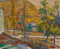 Mario Cavaglieri, Casa sul lago (Peyloubère), tempera on card